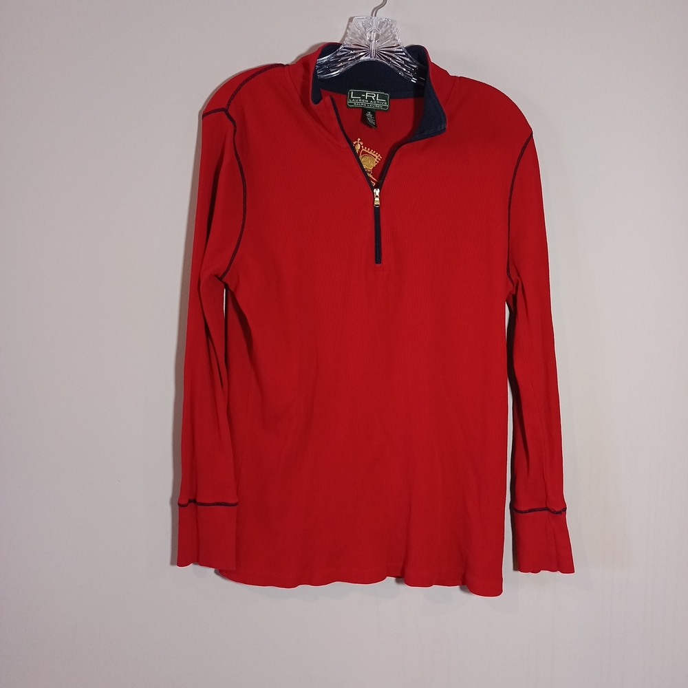 Ralph Lauren Active Equestrian Pullover 1/4 Zip Top Women 1X Red Vintage - Picture 2 of 6